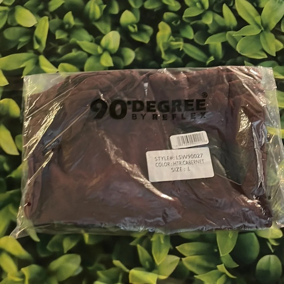 90 DEGREES BY REFLEX Heathered Thumbhole Cuff Cropped Hoodie, Cabernet, L, NWT - Picture 6 of 7